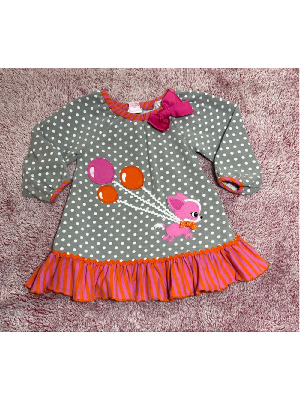 Girls Molly & Millie Casual Dress 2T Polka Dot ruffle dog boutique